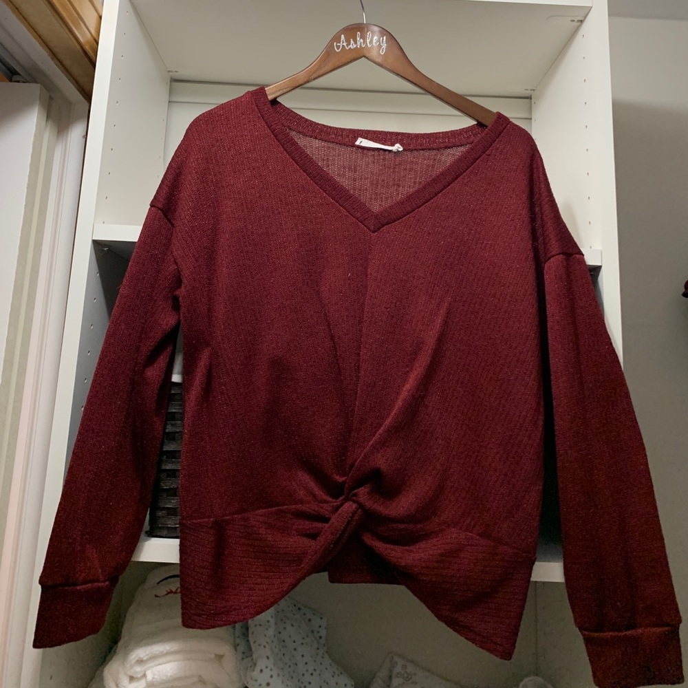 Twist front sweater